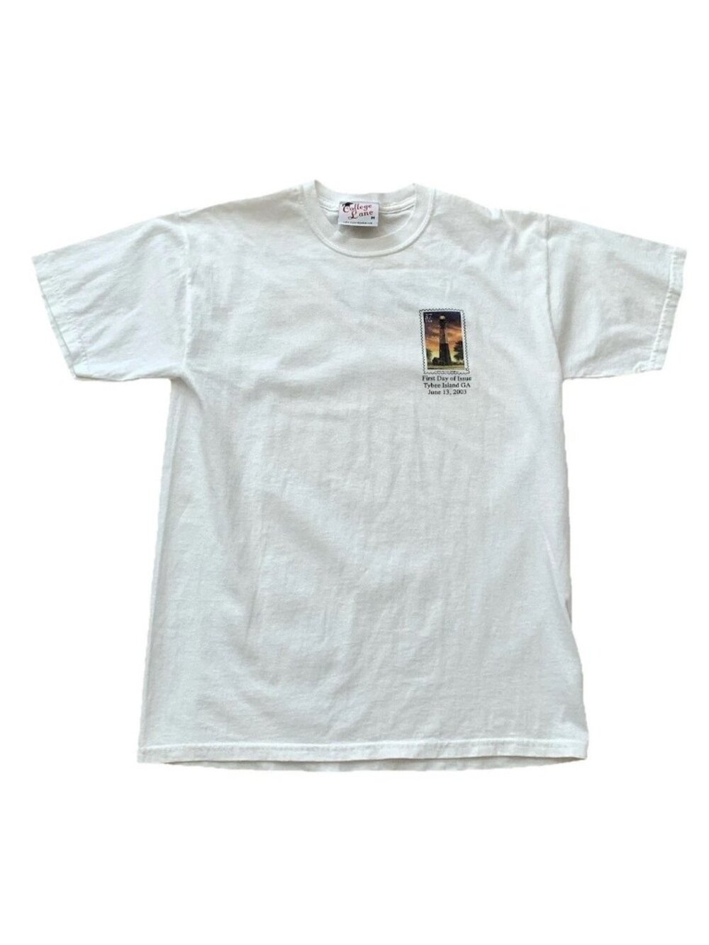 Lighthouse Postage Stamp Design T Shirt Mens Medium 2003 Tybee Island